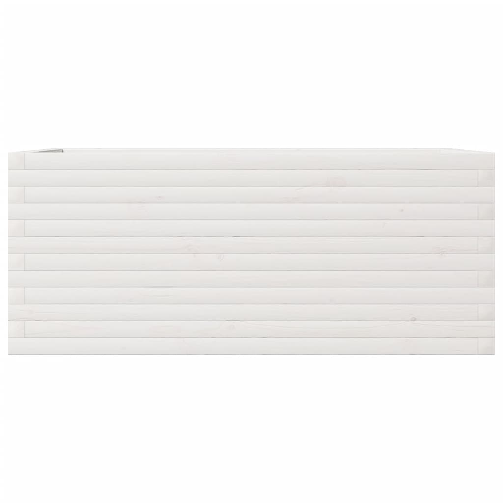 vidaXL Donica ogrodowa, biała, 110x60x46 cm, lite drewno sosnowe