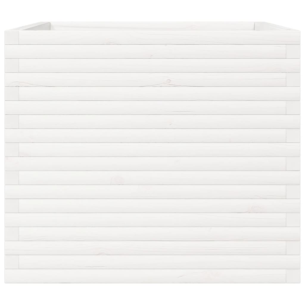 vidaXL Donica ogrodowa, biała, 80x80x68,5 cm, lite drewno sosnowe