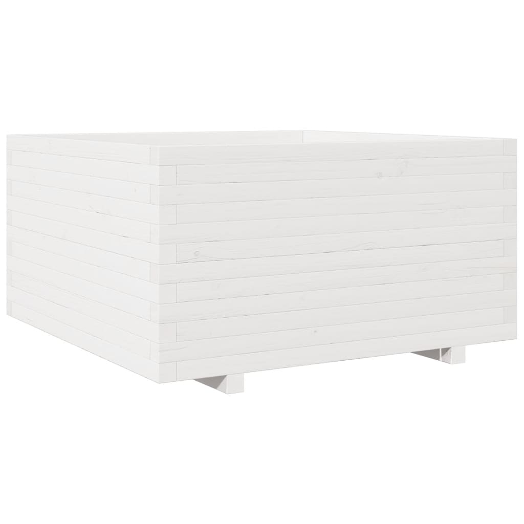 vidaXL Donica ogrodowa, biała, 90x90x49,5 cm, lite drewno sosnowe