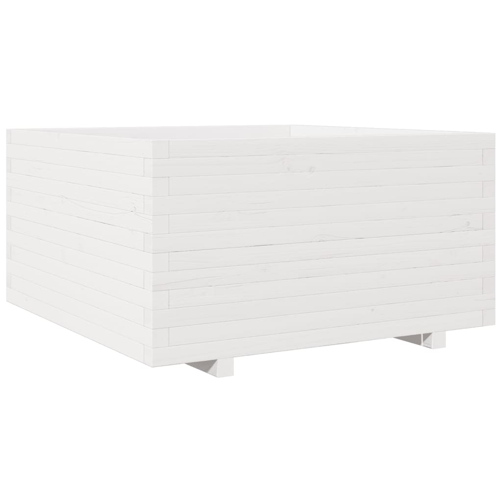 vidaXL Donica ogrodowa, biała, 90x90x49,5 cm, lite drewno sosnowe