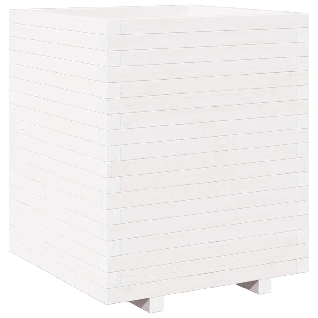 vidaXL Donica ogrodowa, biała, 60x60x72,5 cm, lite drewno sosnowe