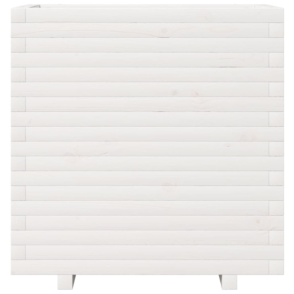 vidaXL Donica ogrodowa, biała, 70x40x72,5 cm, lite drewno sosnowe