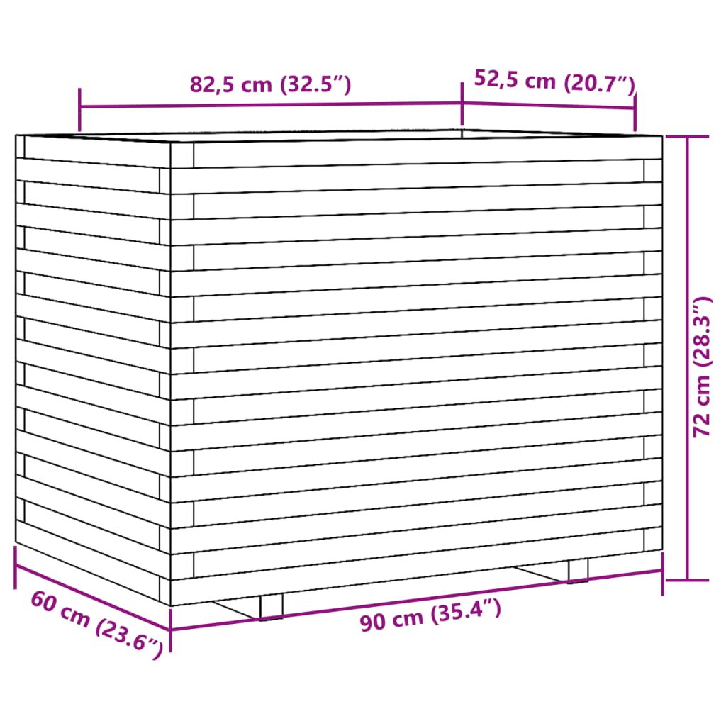 vidaXL Donica ogrodowa, 90x60x72 cm, impregnowane drewno sosnowe