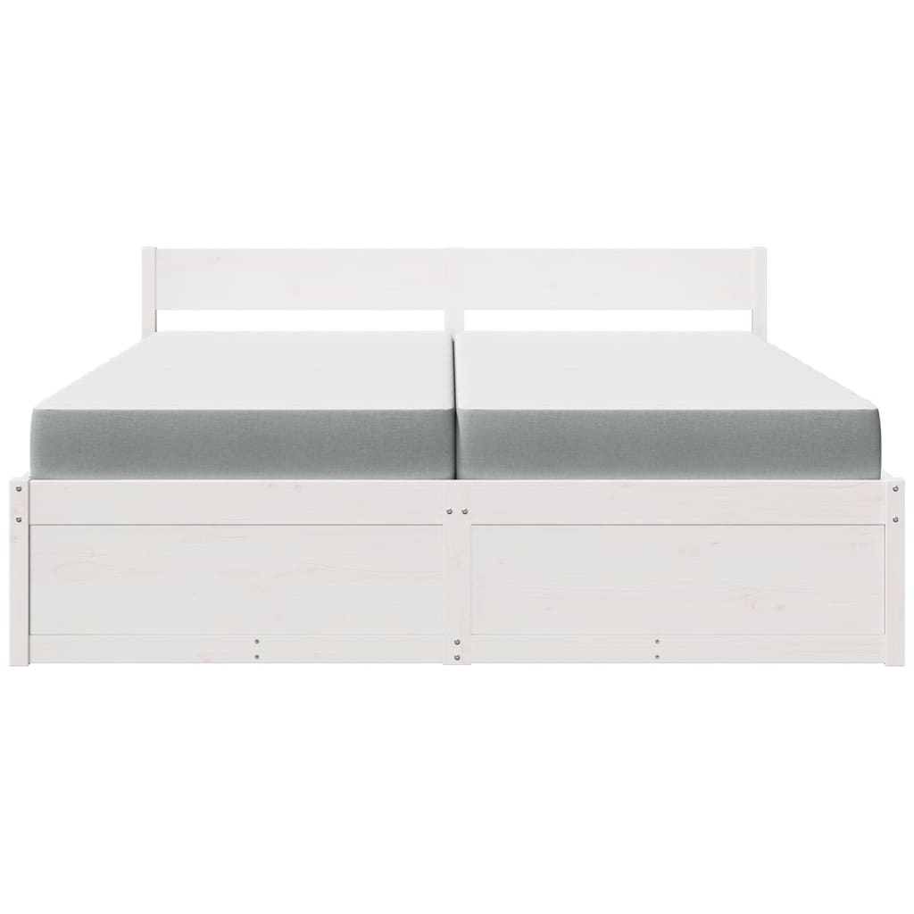 vidaXL Łóżko z szufladami i materacem, białe, 200x200 cm, sosnowe