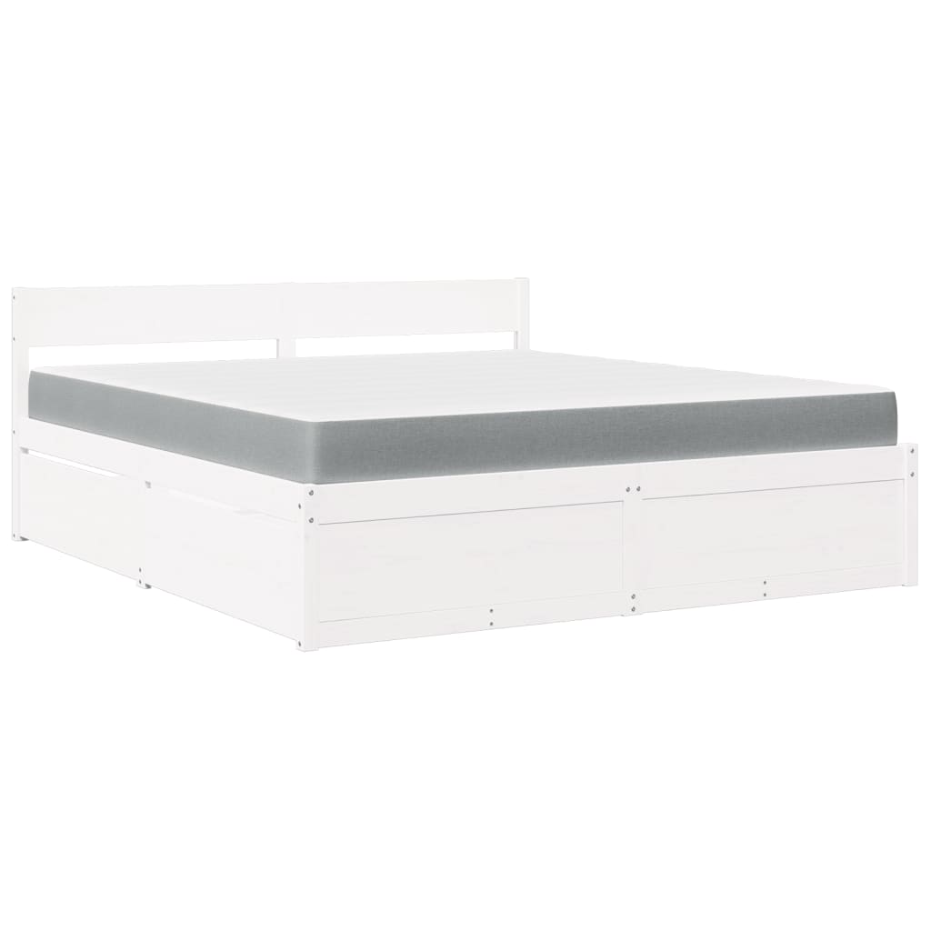 vidaXL Łóżko z szufladami i materacem, białe, 180x200 cm, sosnowe