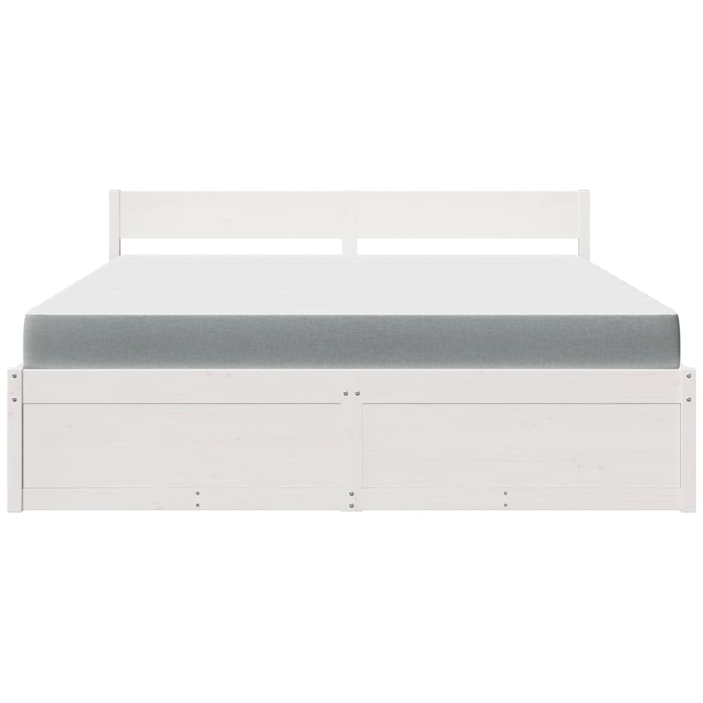 vidaXL Łóżko z szufladami i materacem, białe, 180x200 cm, sosnowe