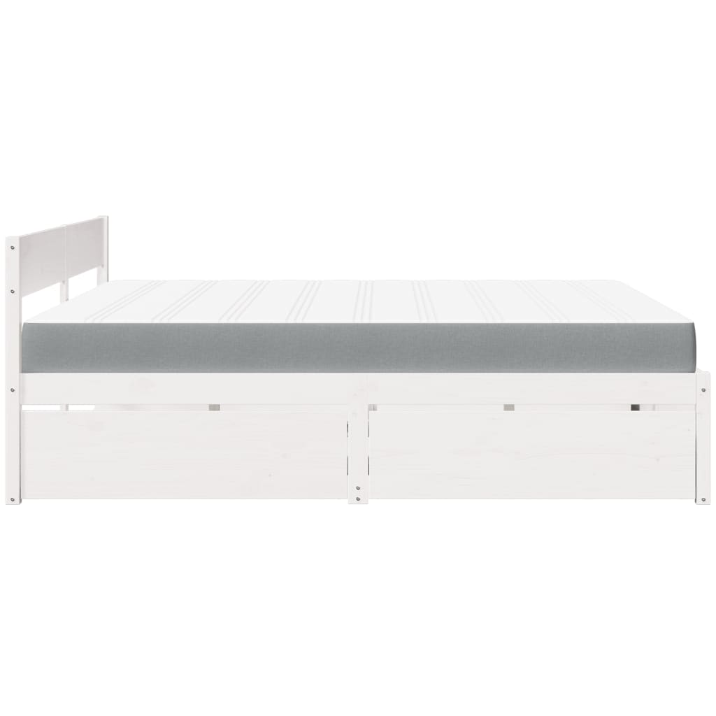 vidaXL Łóżko z szufladami i materacem, białe, 180x200 cm, sosnowe
