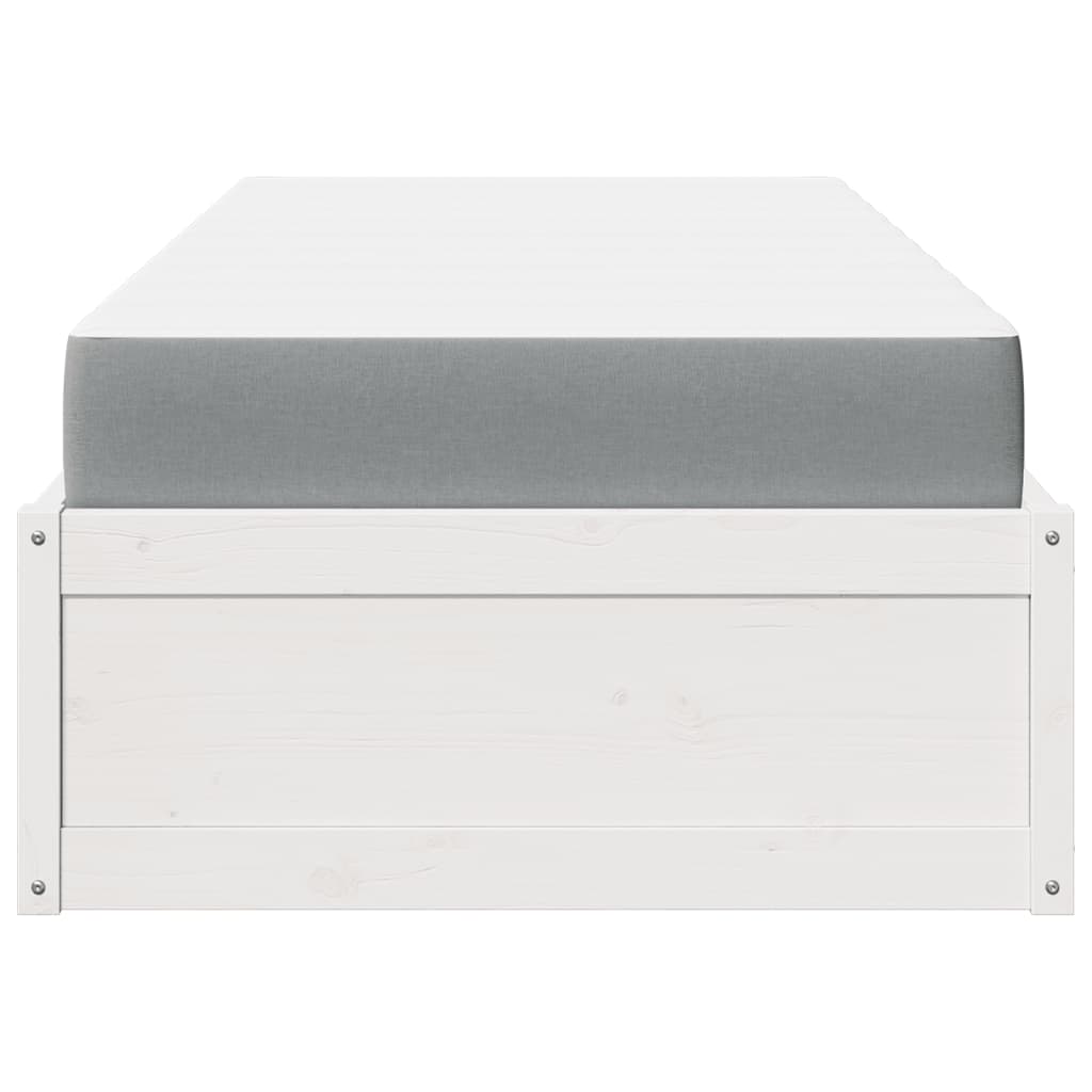 vidaXL Łóżko z materacem, białe, 90x200 cm, lite drewno sosnowe