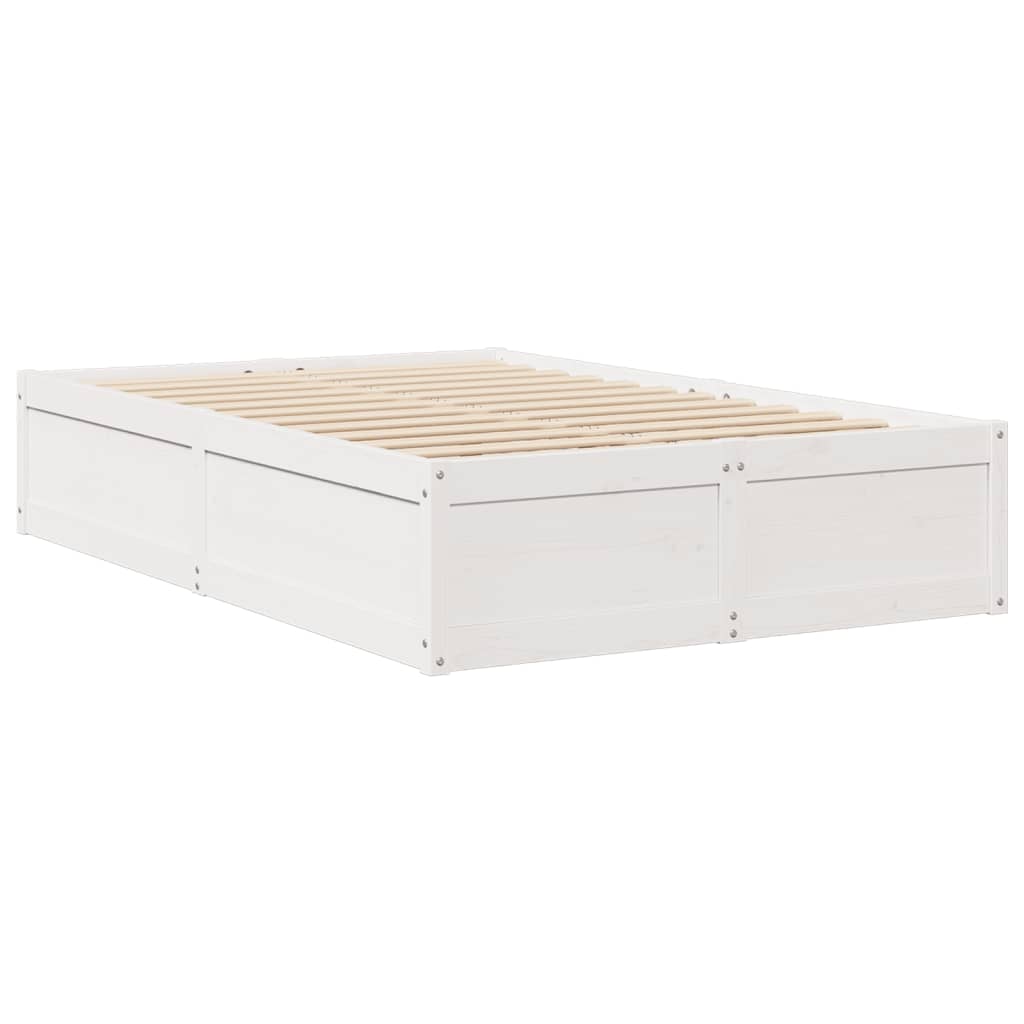 vidaXL Łóżko z materacem, białe, 140x190 cm, lite drewno sosnowe