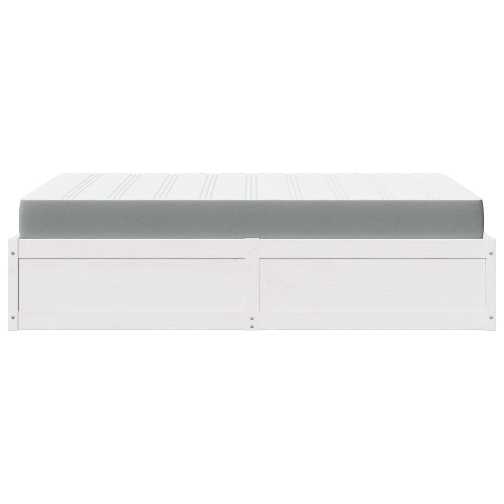 vidaXL Łóżko z materacem, białe, 140x190 cm, lite drewno sosnowe