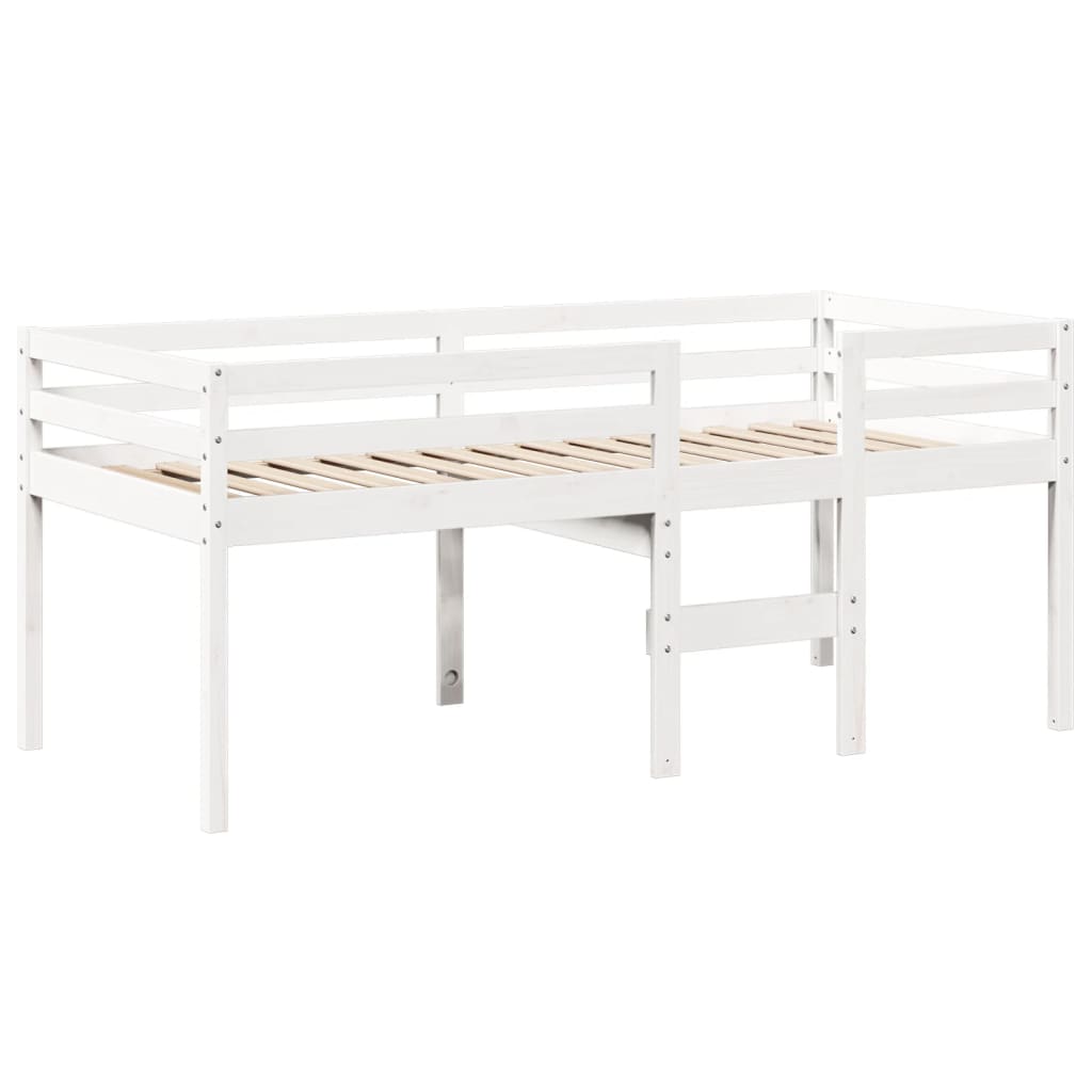 vidaXL Wysokie łóżko z dachem, białe, 90x200 cm, lite drewno sosnowe