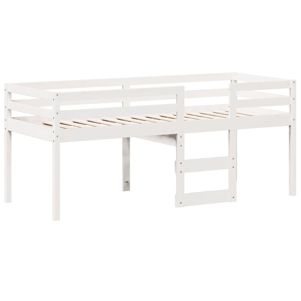 vidaXL Wysokie łóżko z dachem, białe, 80x200 cm, lite drewno sosnowe