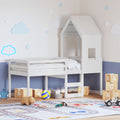 vidaXL Wysokie łóżko z dachem, białe, 80x200 cm, lite drewno sosnowe
