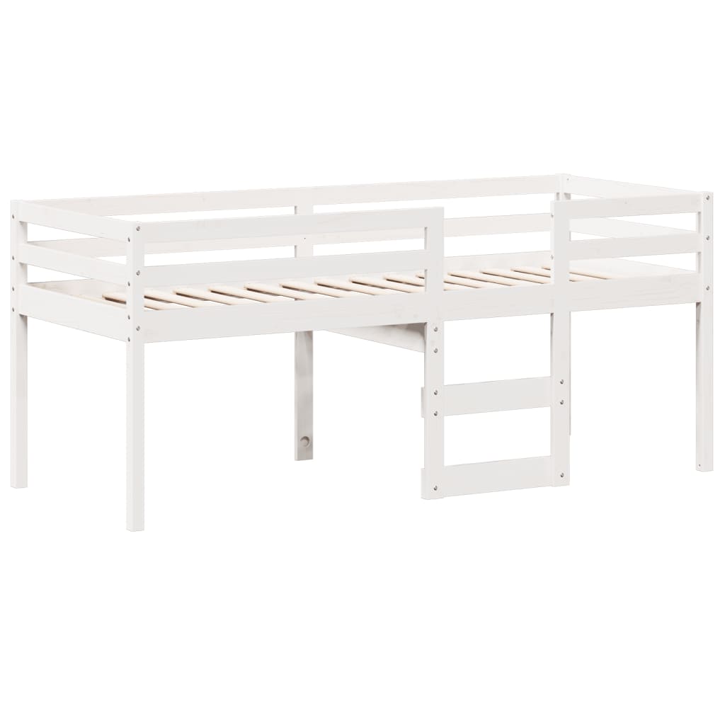 vidaXL Wysokie łóżko z daszkiem, białe, 90x190 cm, lite drewno sosnowe