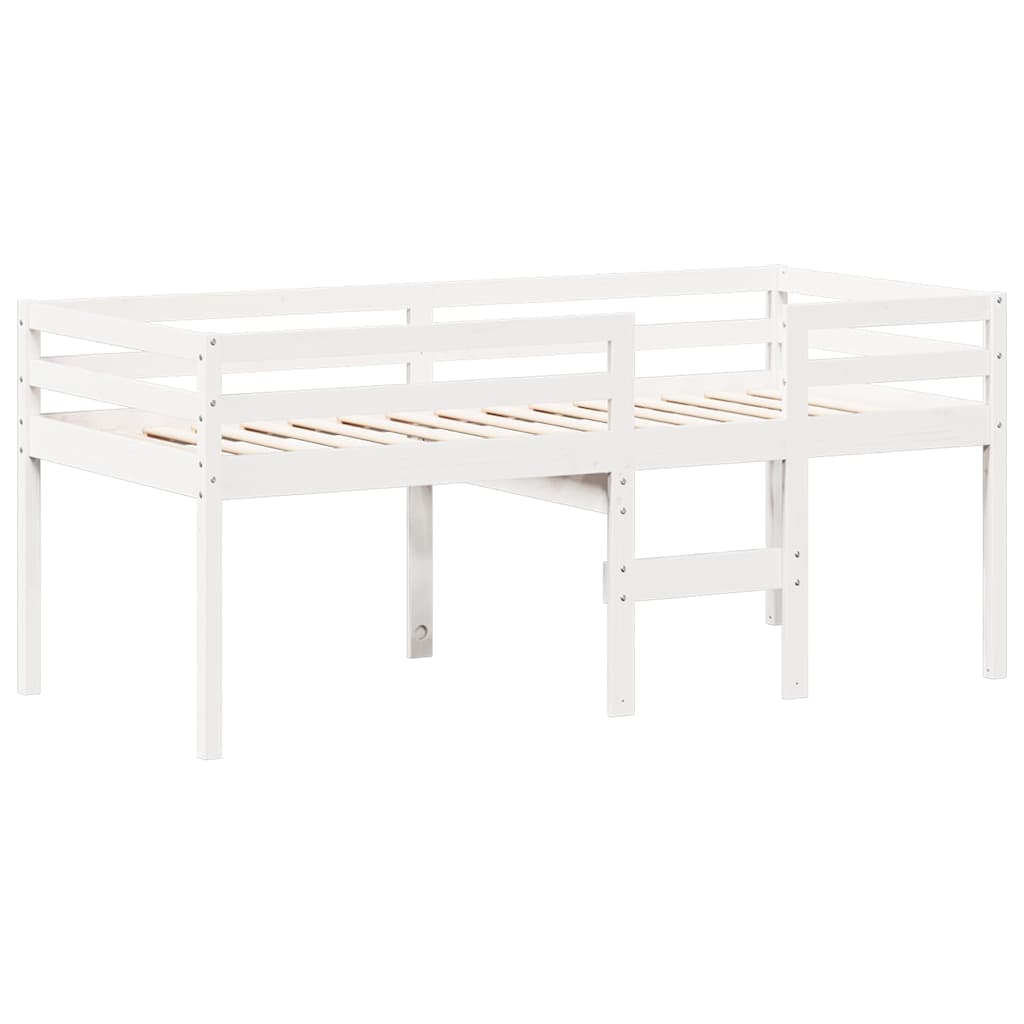 vidaXL Wysokie łóżko z dachem, białe, 90x200 cm, lite drewno sosnowe