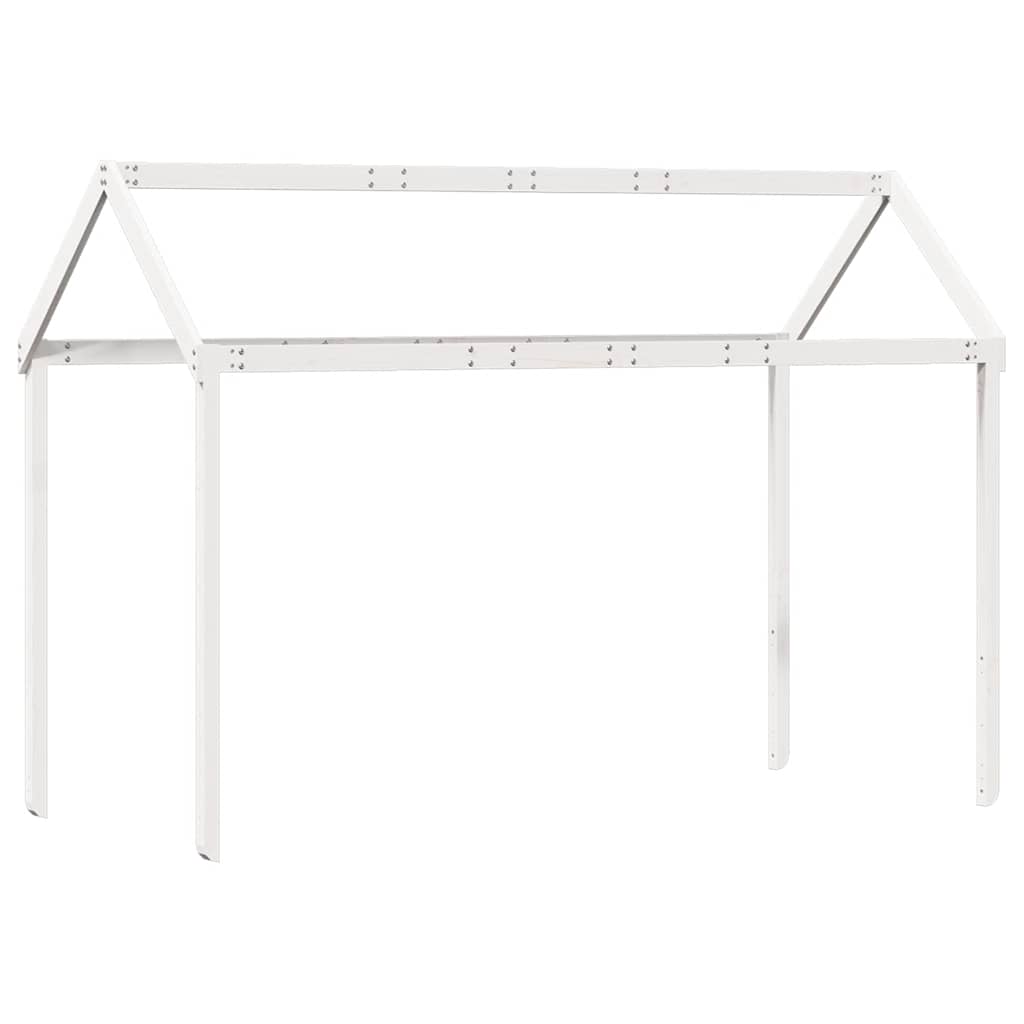 vidaXL Wysokie łóżko z dachem, białe, 90x200 cm, lite drewno sosnowe