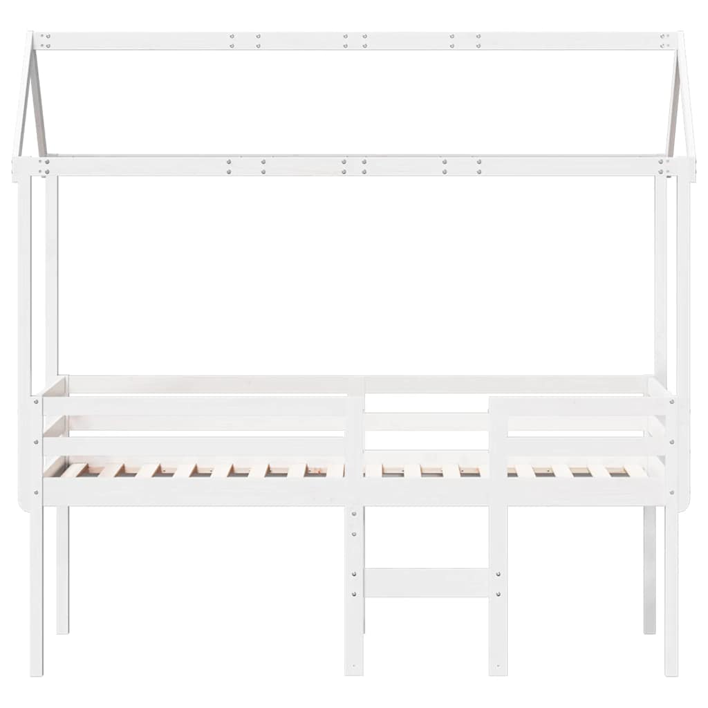 vidaXL Wysokie łóżko z dachem, białe, 90x190 cm, lite drewno sosnowe
