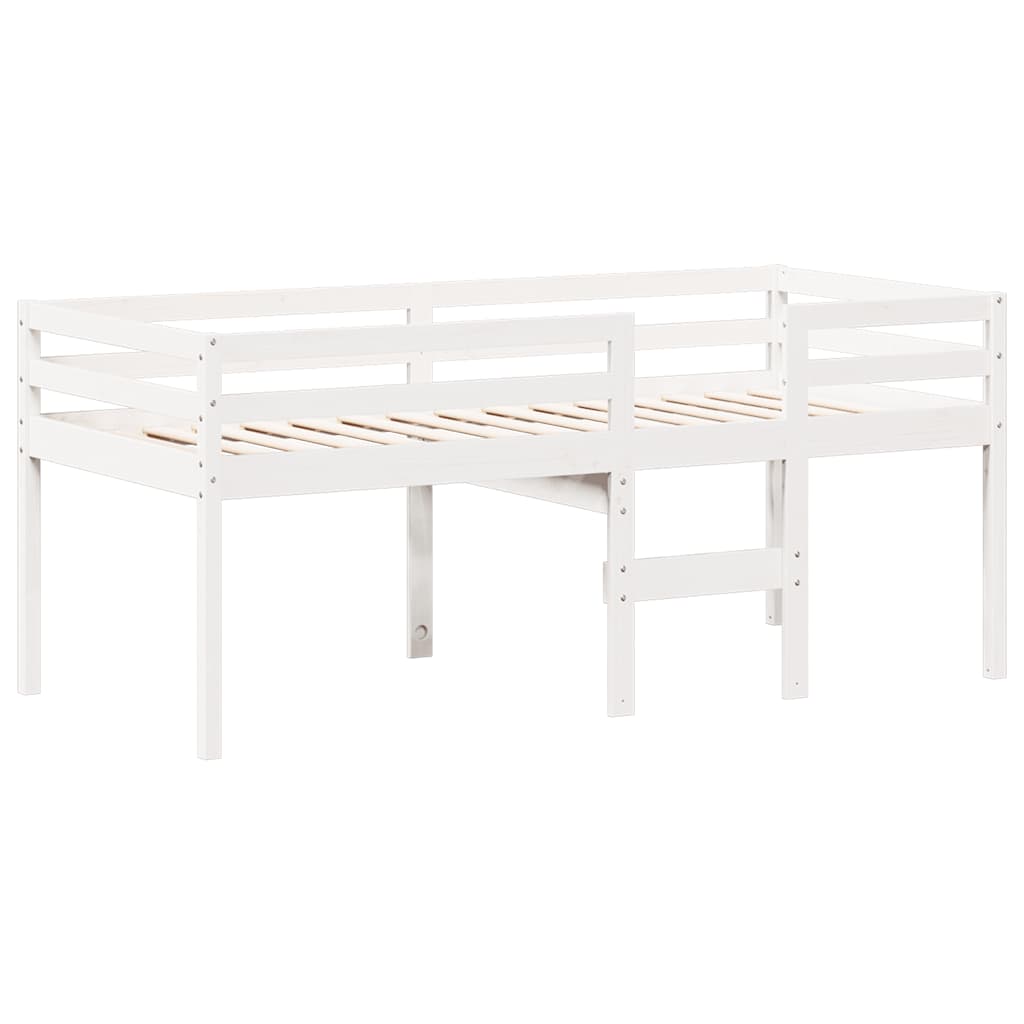 vidaXL Wysokie łóżko z dachem, białe, 90x190 cm, lite drewno sosnowe
