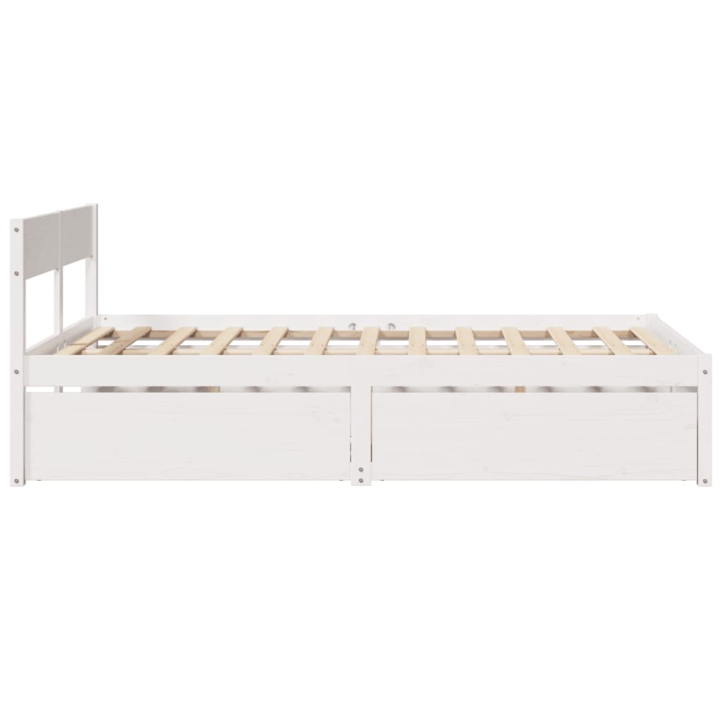 vidaXL Rama łóżka bez materaca, biała, 135x190 cm, lite drewno sosnowe