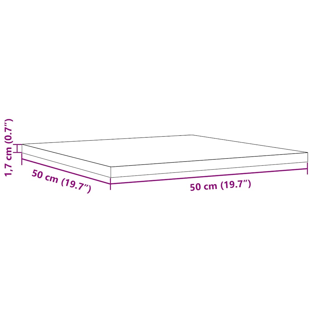 vidaXL Blat do stołu, 50x50x1,7 cm, kwadratowy, lite drewno sosnowe