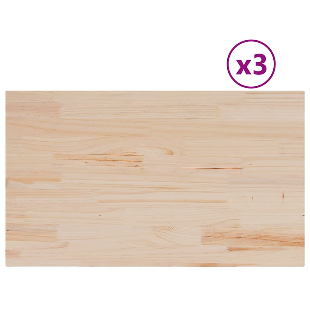 vidaXL Blaty do stołu, 3 szt., 80x47x1,7 cm, prostokątne, sosnowe