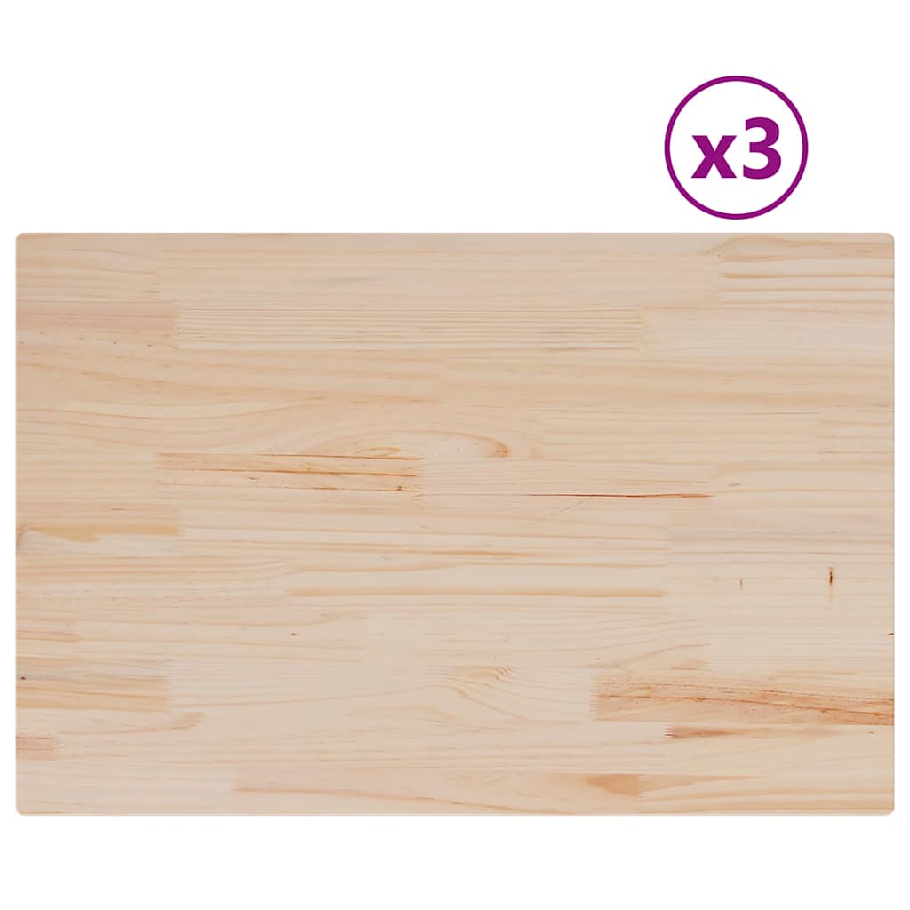 vidaXL Blaty do stołu, 3 szt., 80x53x1,7 cm, prostokątne, sosnowe