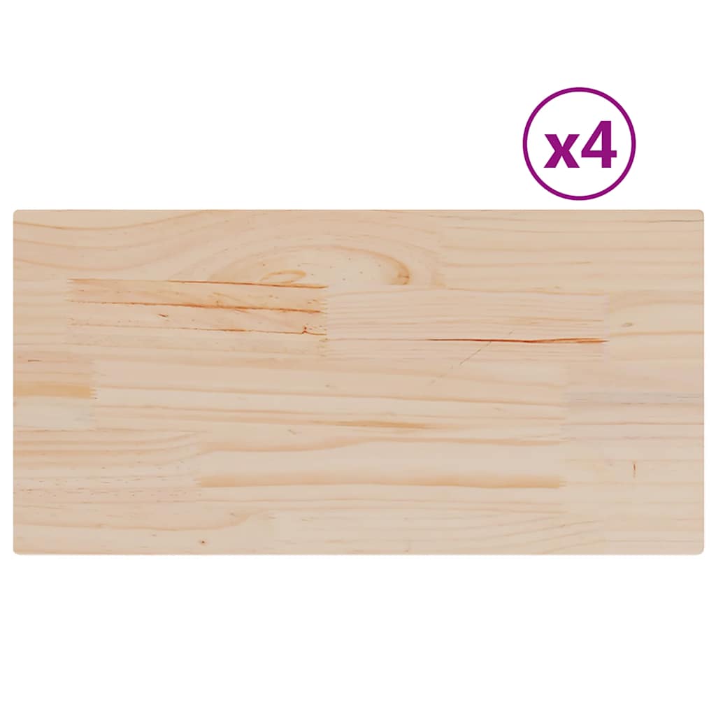 vidaXL Blaty do stołu, 4 szt., 90x45x1,7 cm, prostokątne, sosnowe