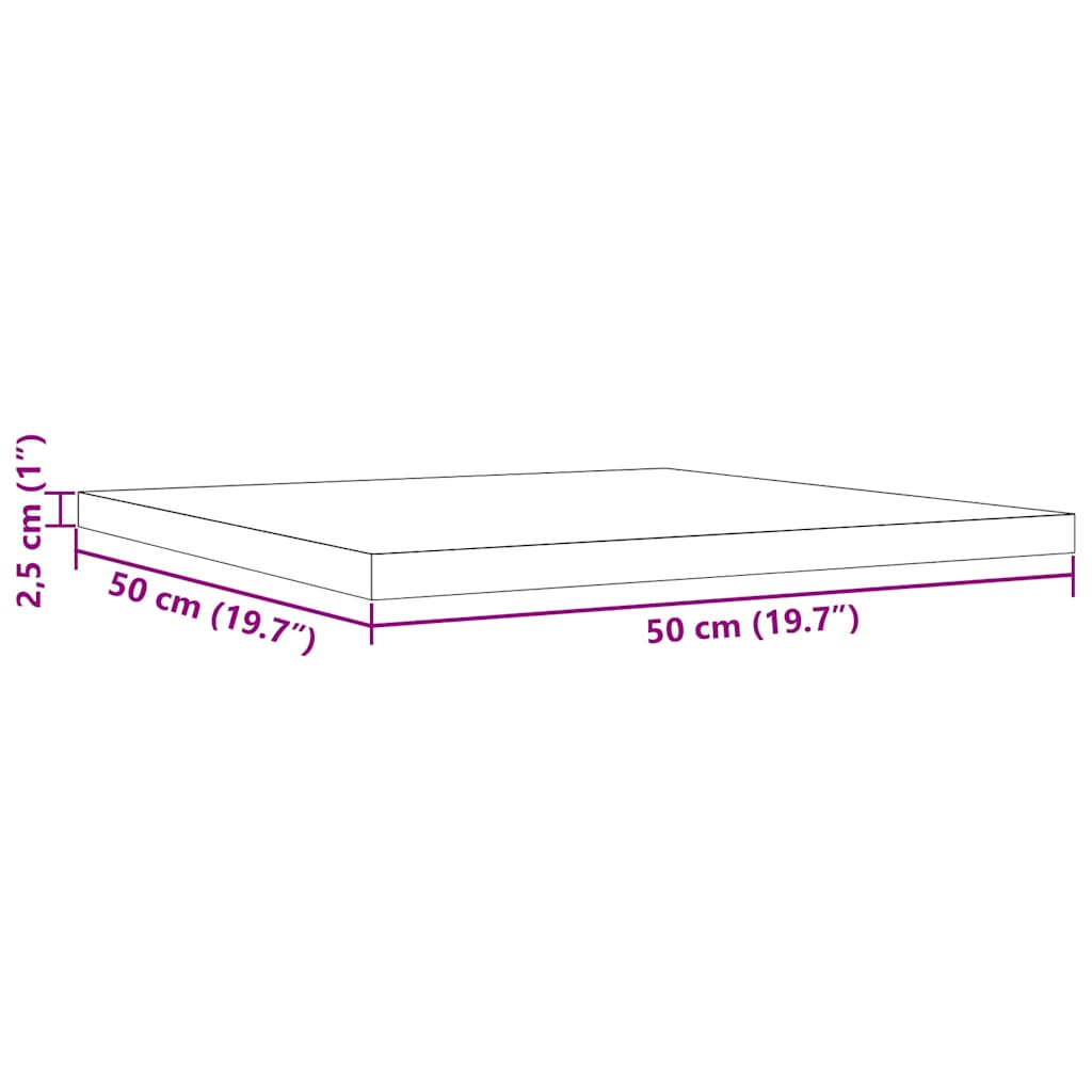 vidaXL Blat do stolika, 50x50x2,5 cm, kwadratowy, lite drewno sosnowe