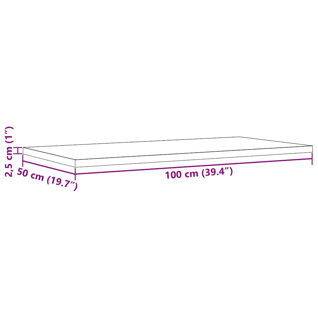 vidaXL Blat stolika, 100x50x2,5 cm, prostokątny, lite drewno sosnowe
