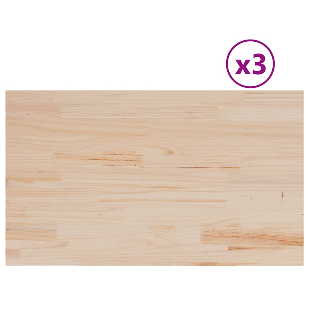 vidaXL Blaty do stolika, 3 szt., 80x47x2,5 cm, prostokątne, sosnowe