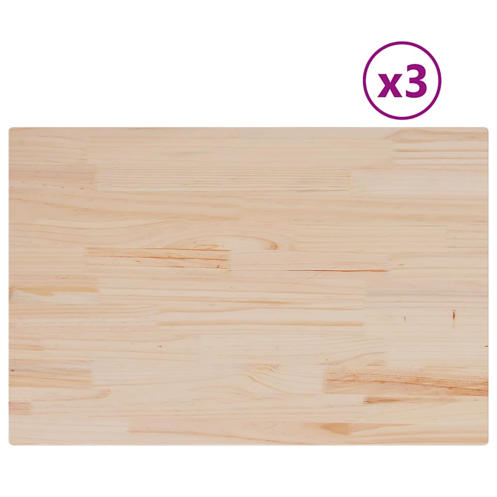 vidaXL Blaty do stolika, 3 szt., 80x53x2,5 cm, prostokątne, sosnowe