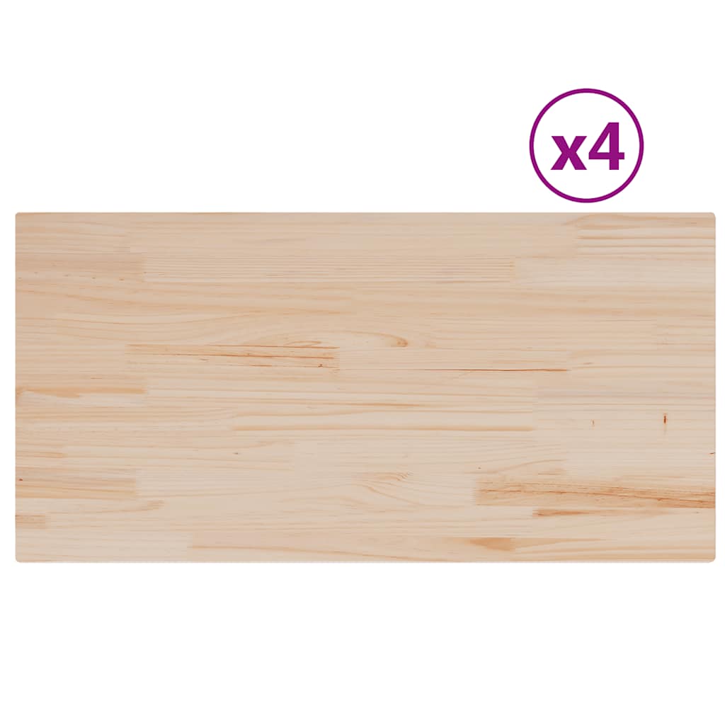 vidaXL Blaty do stolika, 4 szt., 100x50x2,5 cm, prostokątne, sosnowe