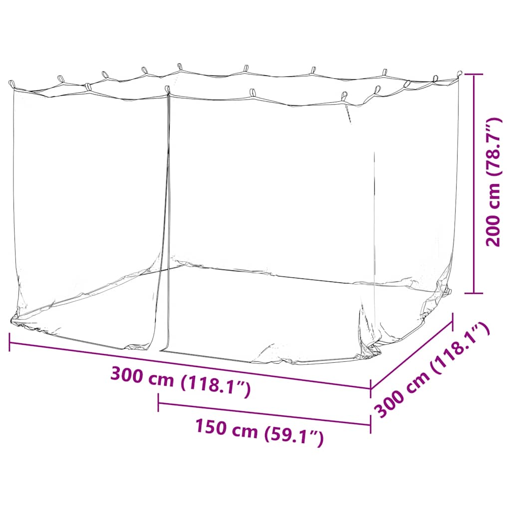 vidaXL Moskitiera do użytku na zewnątrz, 220 oczek, biała, 300x300x200 cm