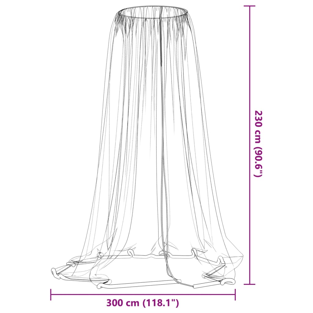 vidaXL Moskitiera pod parasol, czarna, Φ300x230 cm