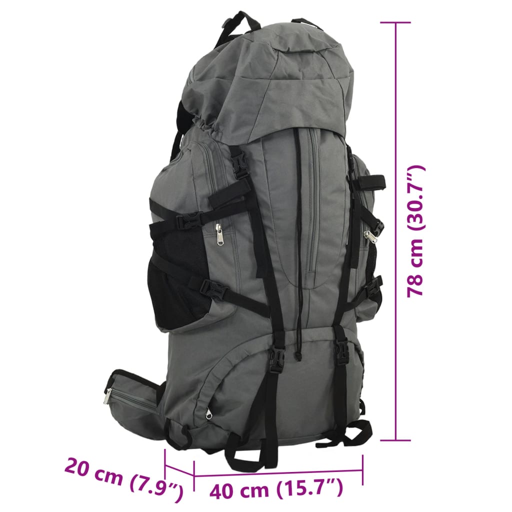 vidaXL Plecak turystyczny, szary, 80 L, tkanina Oxford