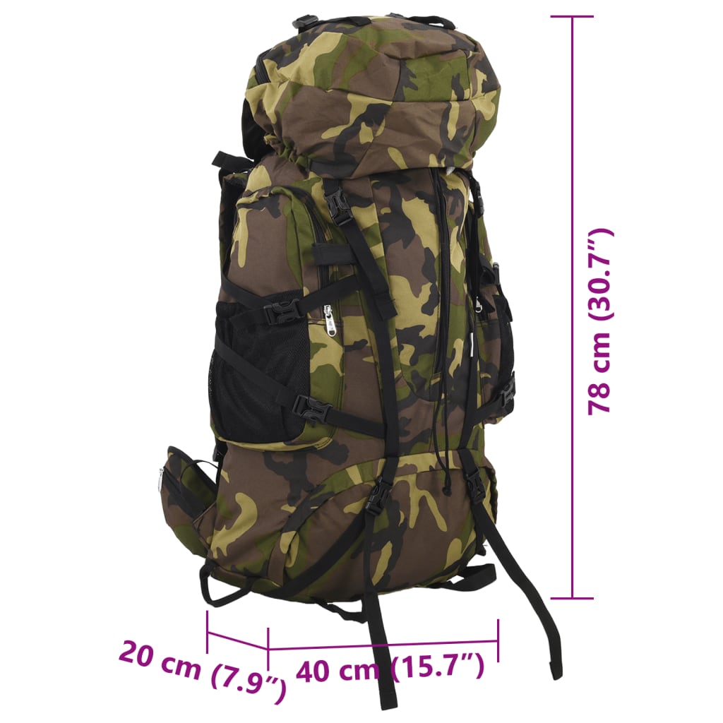 vidaXL Plecak turystyczny, zielone moro, 80 L, tkanina Oxford