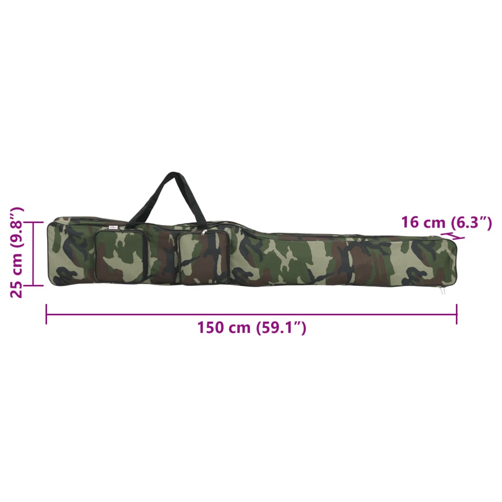 vidaXL Torba na wędkę, zielone moro, 150 cm, tkanina Oxford