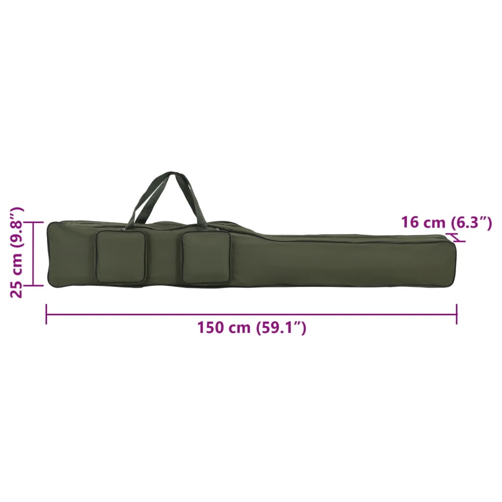 vidaXL Torba na wędkę, ciemnozielona, 150 cm, tkanina Oxford