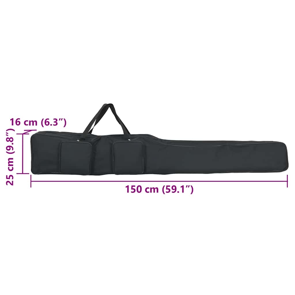 vidaXL Torba na wędkę, czarna, 150 cm, tkanina Oxford