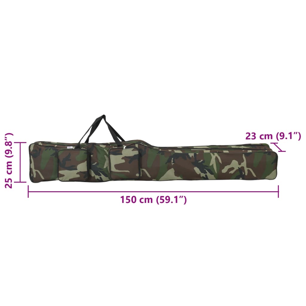 vidaXL Torba na wędkę, zielone moro, 150 cm, tkanina Oxford