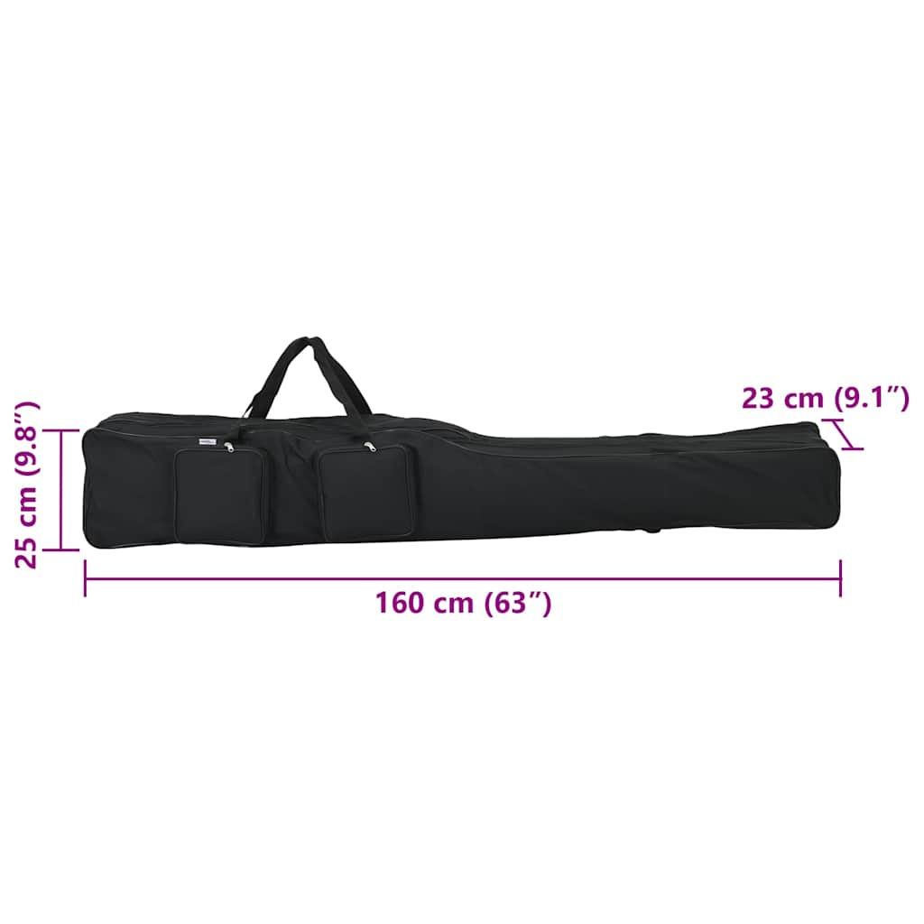 vidaXL Torba na wędkę, czarna, 160 cm, tkanina Oxford