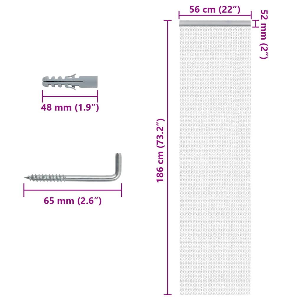 vidaXL Moskitiera łańcuchowa do drzwi, 56x186 cm, aluminium