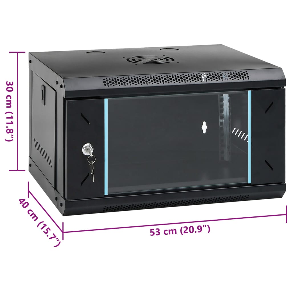 vidaXL 6U Szafka sieciowa ścienna 19" IP20 53x40x30 cm