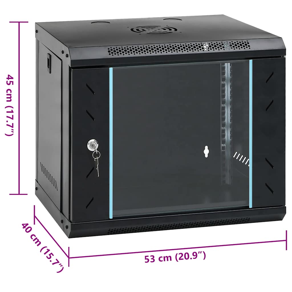 vidaXL 9U Szafka sieciowa ścienna 19" IP20 53x40x45 cm