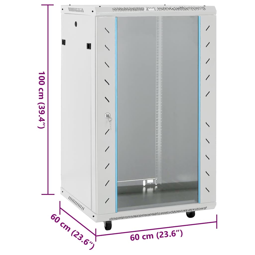 vidaXL Szafka serwerowa z kółkami, 18U, 19", IP20, 60x60x100 cm