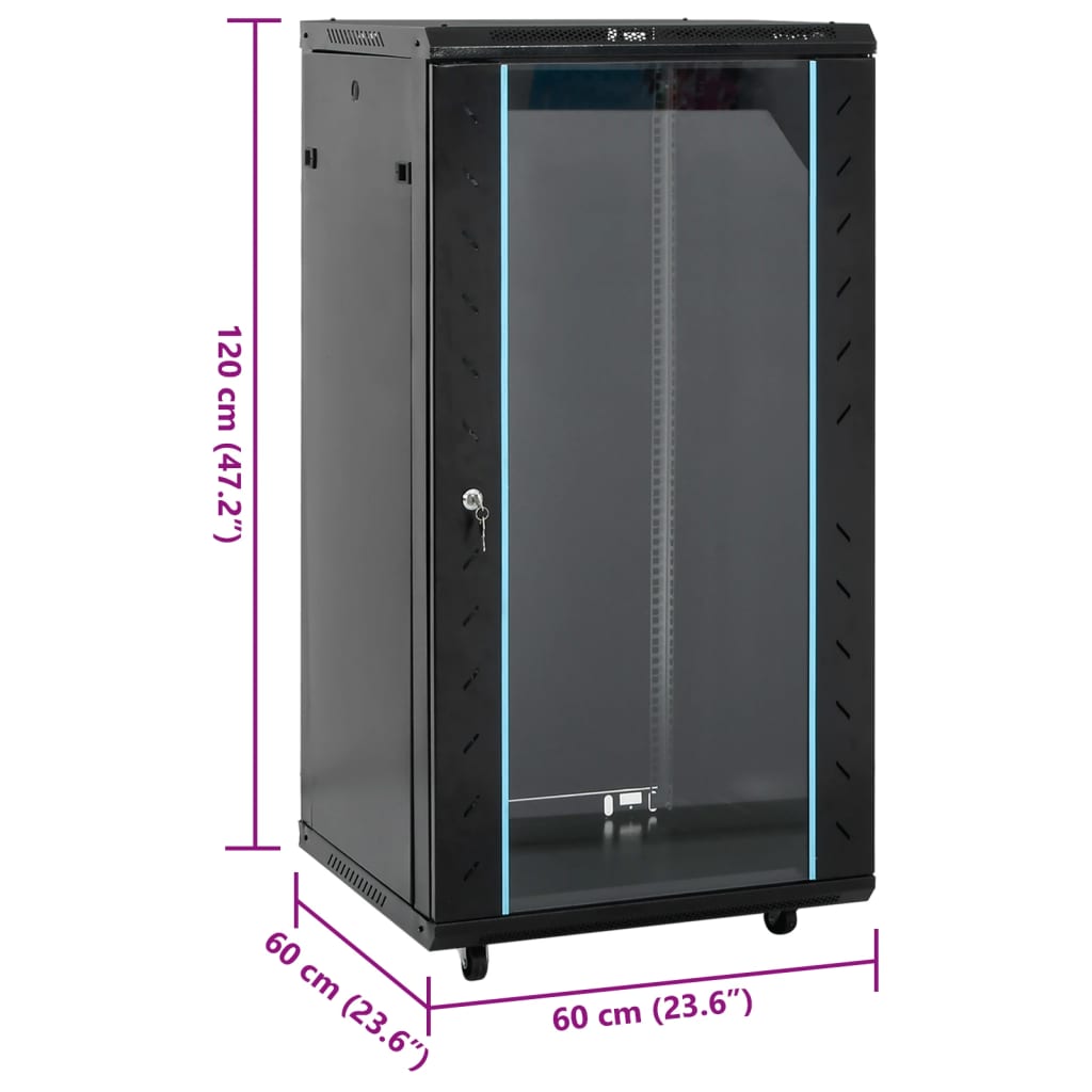 vidaXL Szafa sieciowa 22U z nóżkami obrotowymi 19" IP20 60x60x120 cm