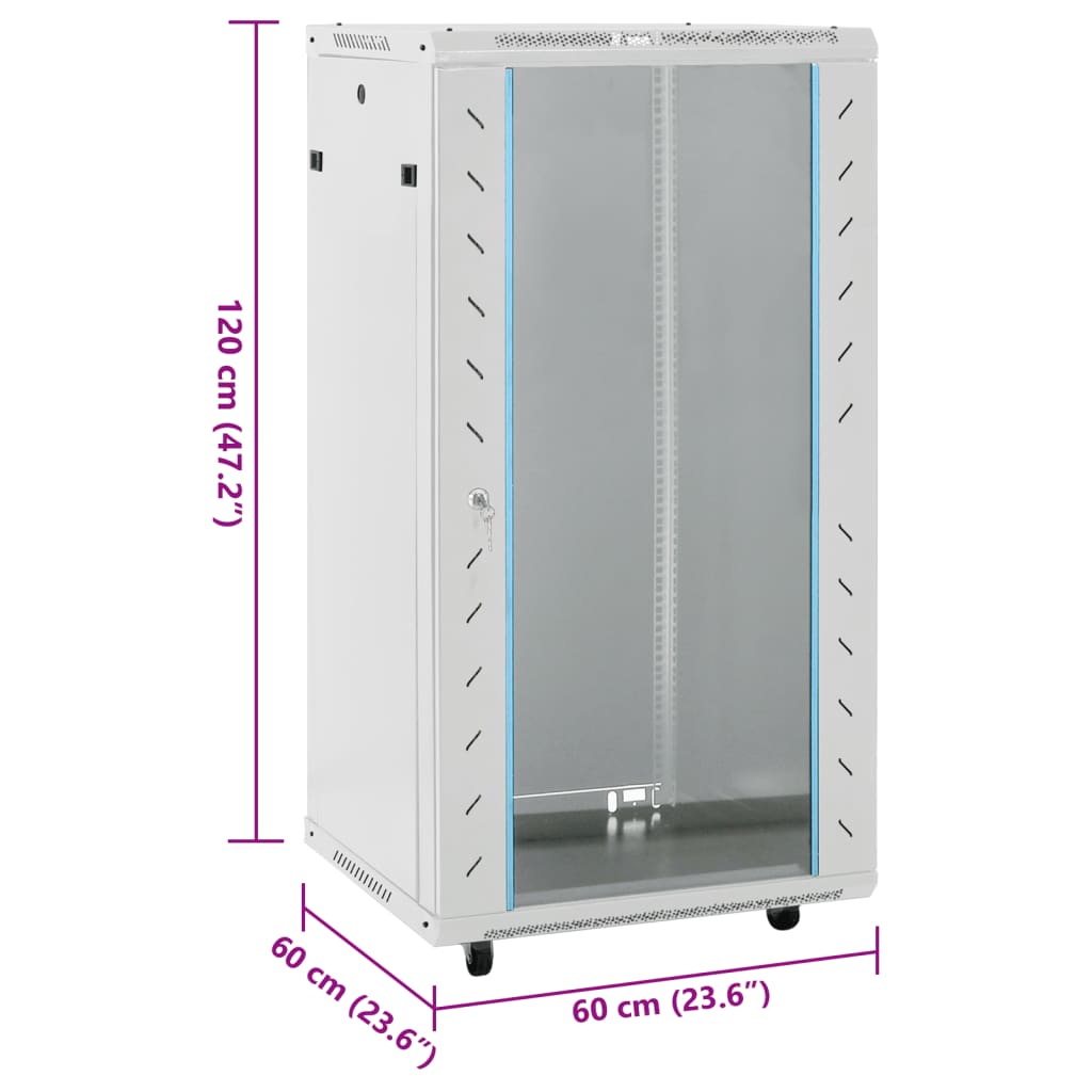 vidaXL Szafka serwerowa z kółkami, 22U, 19", IP20, 60x60x120 cm