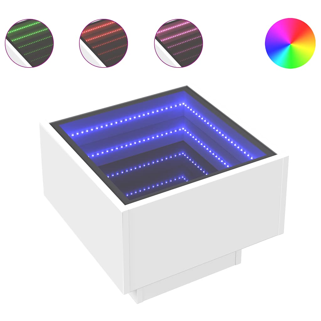 vidaXL Stolik boczny z LED, biały, 40x40x30 cm