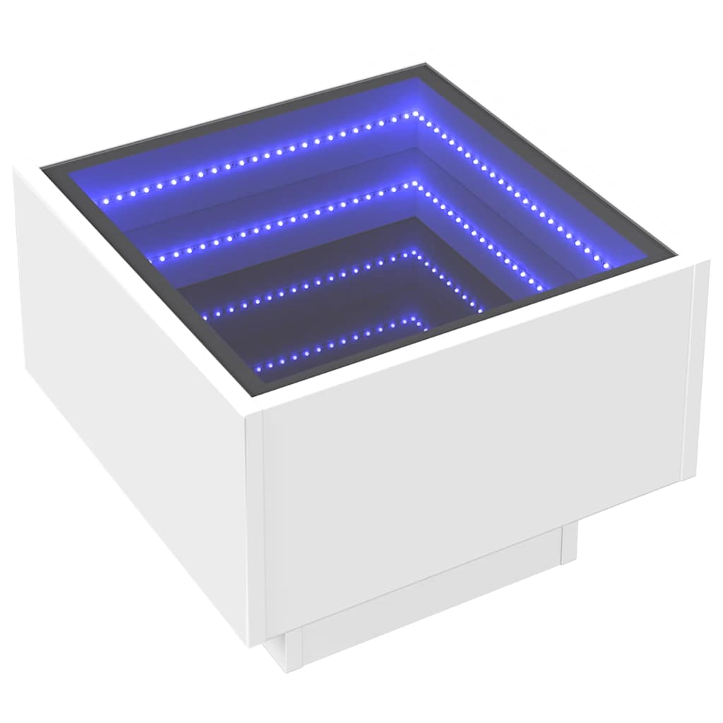 vidaXL Stolik boczny z LED, biały, 40x40x30 cm