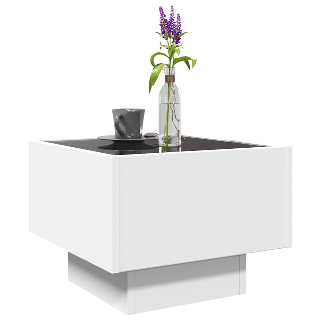 vidaXL Stolik boczny z LED, biały, 40x40x30 cm